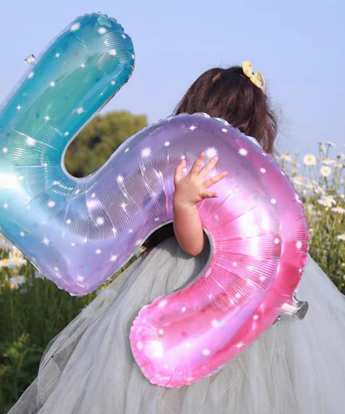 40” Number 5 Balloon | Gradient Galaxy Party Balloon | Birthday Decor