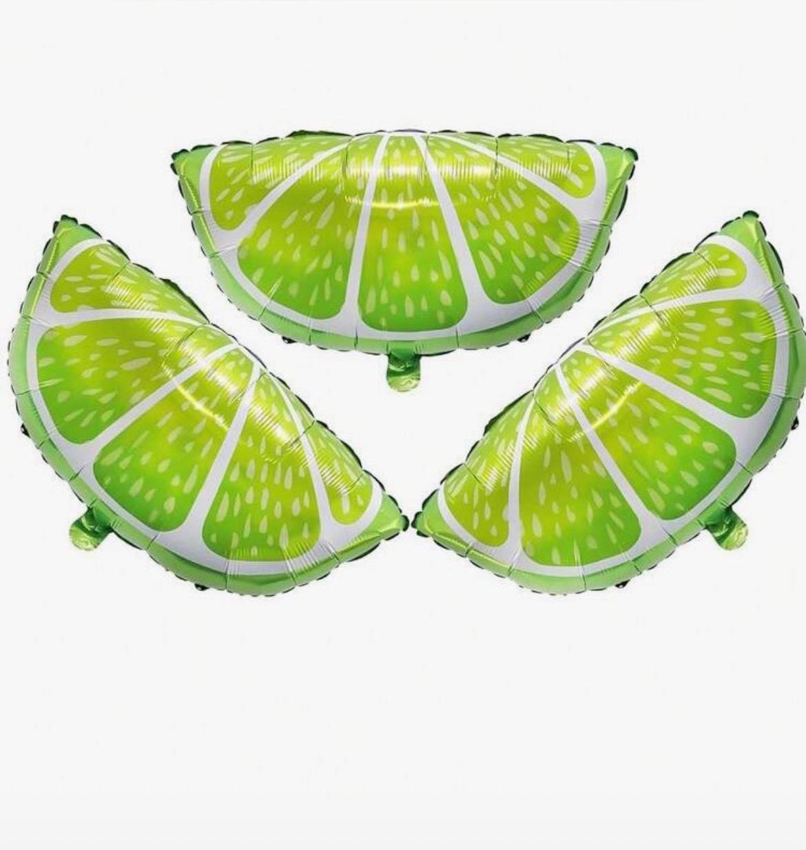 Lime Slice Balloons | Tropical Green Party Decorations, Set of 3