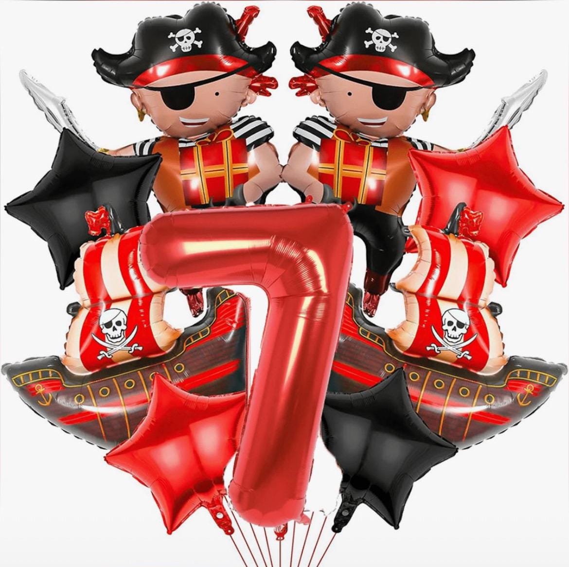 Ahoy Matey! Pirate Balloon Set - Birthday Decoration with Number 7