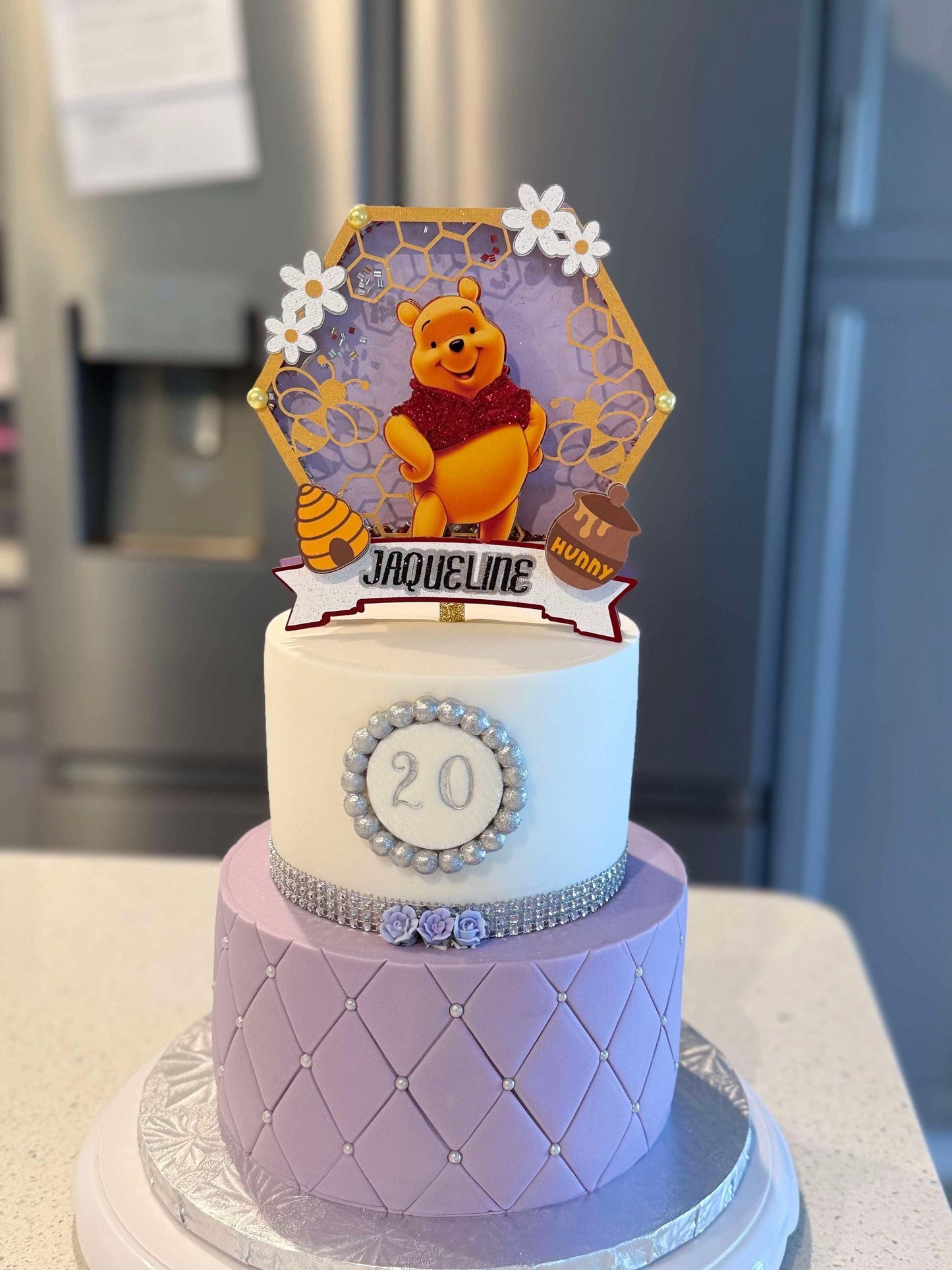 Winnie the Pooh Cake Topper – Personalized Honeycomb Birthday Decoration