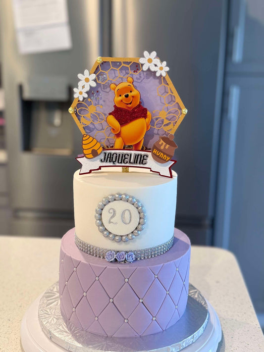 Winnie the Pooh Cake Topper – Personalized Honeycomb Birthday Decoration