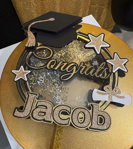 Graduation Cake Topper – Class of 2025 Personalized Shaker