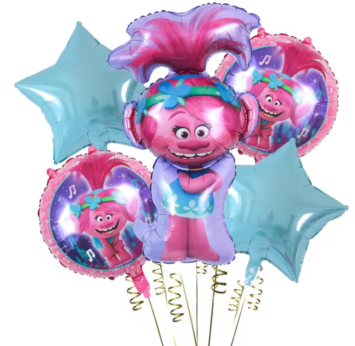 Poppy Balloon Set – 5-Piece Pink Foil Balloons | Pink Birthday Party Decor