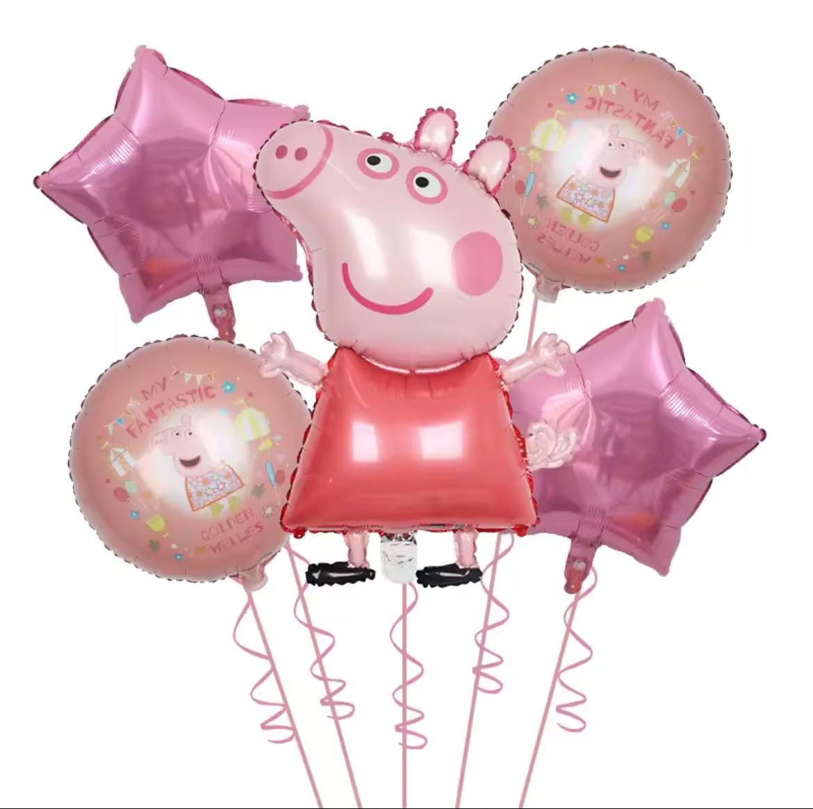 Pink Pig Balloon Bouquet – 5-Piece Set