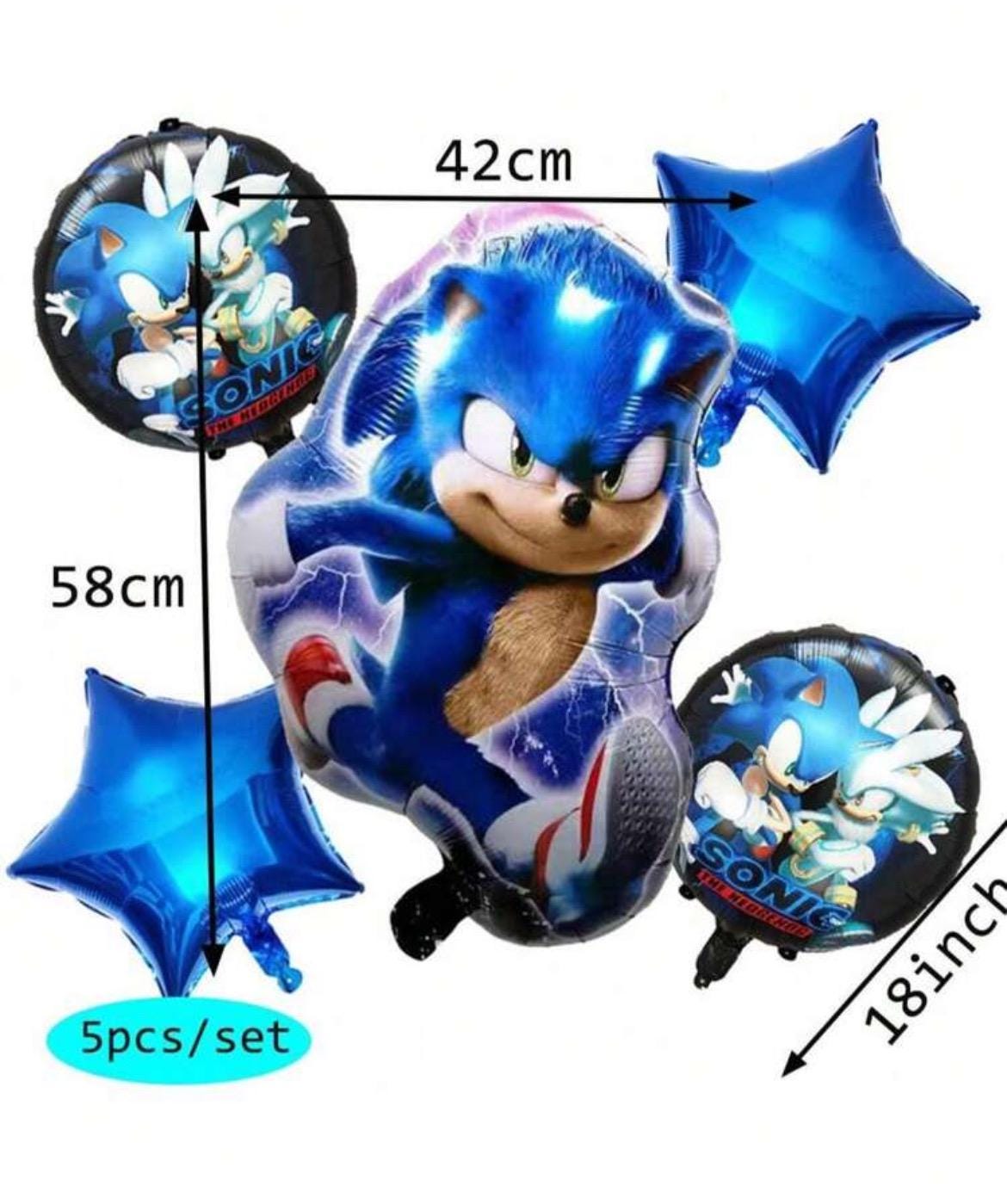 Blue Fast Cartoon  Balloon Set – 5 Piece Party Decoration Kit | Kids Birthday Balloons | Foil Balloons