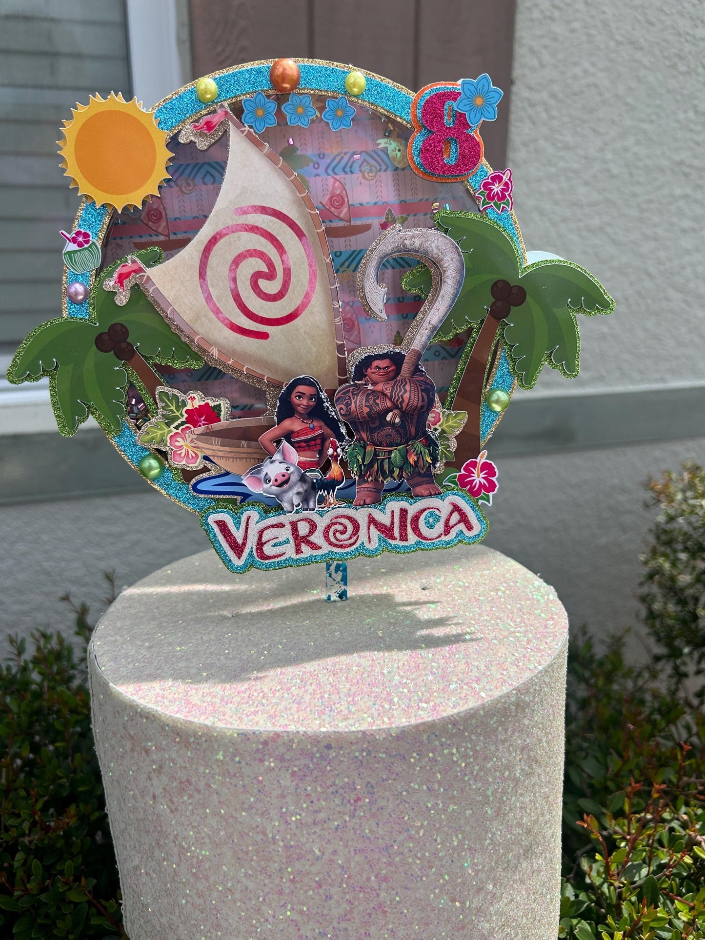 Girl Aloha Birthday Party Cake Topper