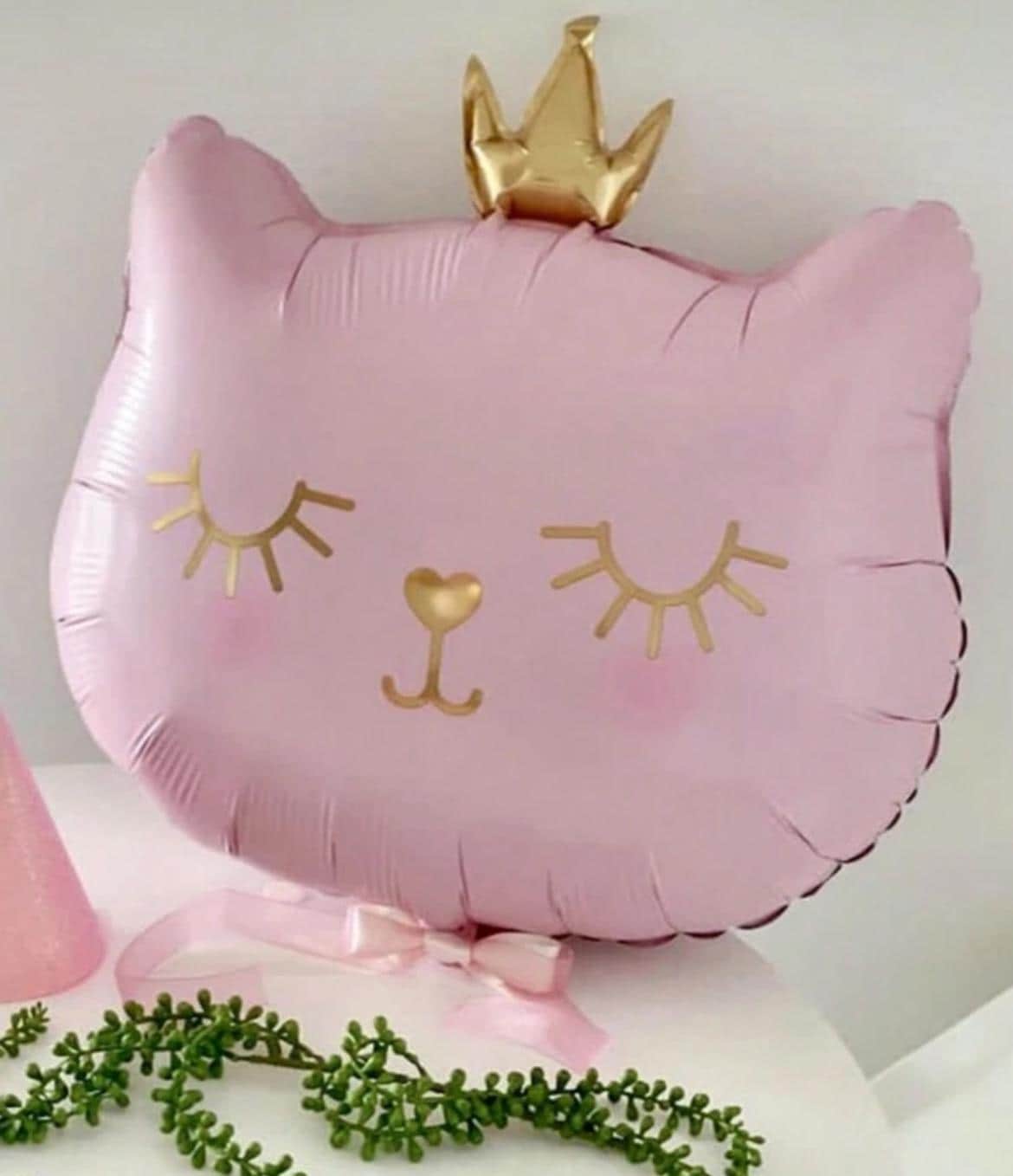 Princess Cat Balloon – 30” Pink Foil Balloon with Gold Crown