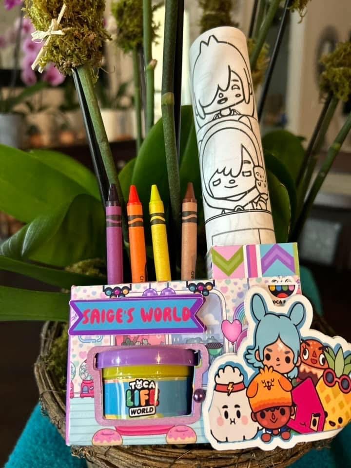 Toca Boca Personalized Activy Box Play-doh Party Favor With Coloring Paper and Crayons