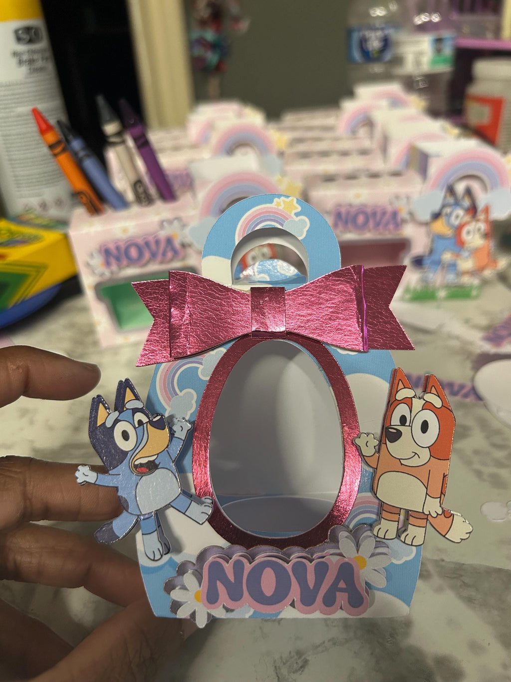 Blue & Bingo Kinder Egg Party Favor Box – Custom Name – Birthday Favor Bag