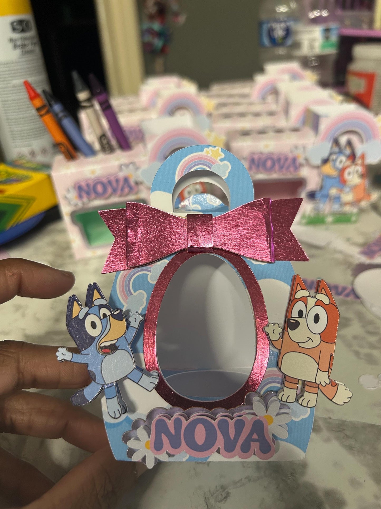 Blue & Bingo Kinder Egg Party Favor Box – Custom Name – Birthday Favor Bag