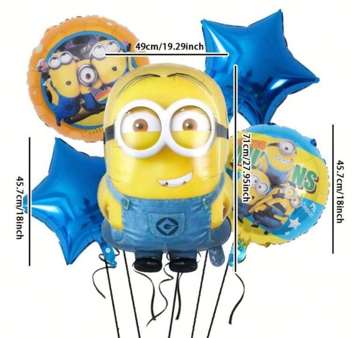 Mi nion Kids Foil Balloon Set – 5-Pack Birthday Decoration