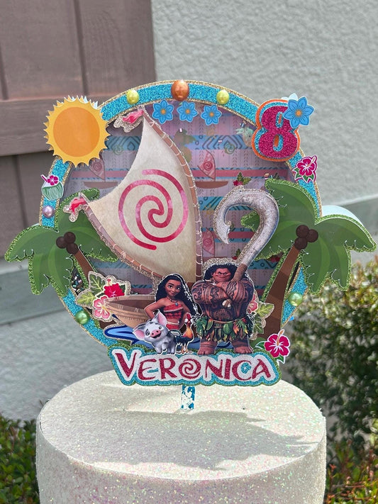 Girl Aloha Birthday Party Cake Topper