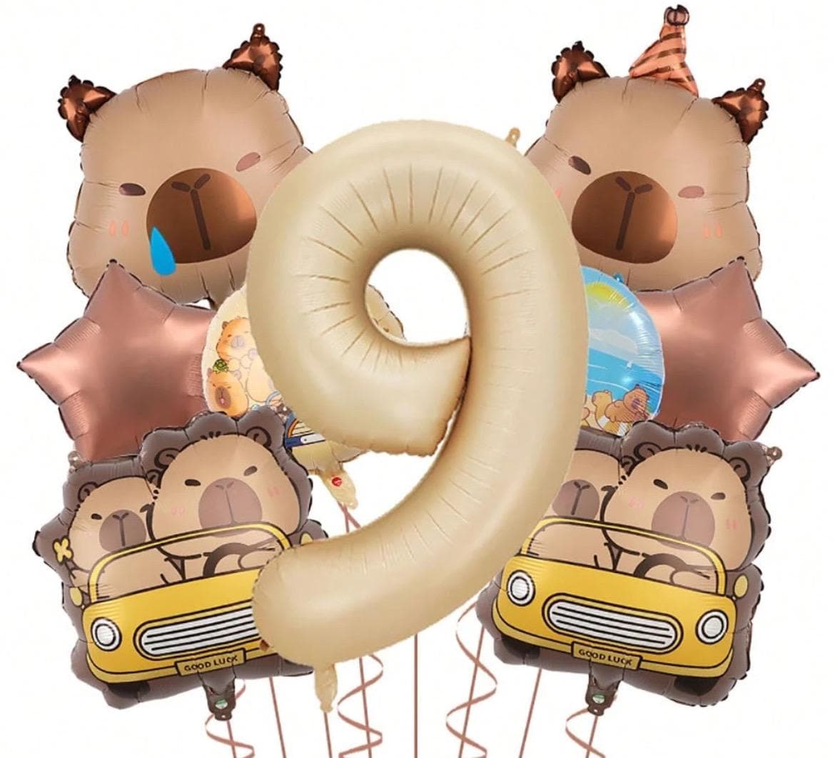 Balloon Set  Cute Animal Foil Balloons – Kawaii Birthday Party Decor Supplies Capybara