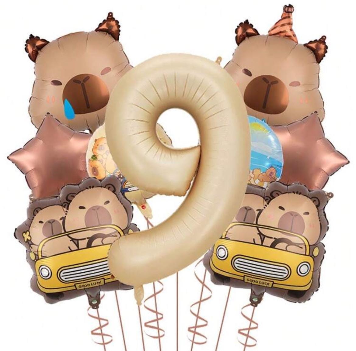 Balloon Set  Cute Animal Foil Balloons – Kawaii Birthday Party Decor Supplies Capybara