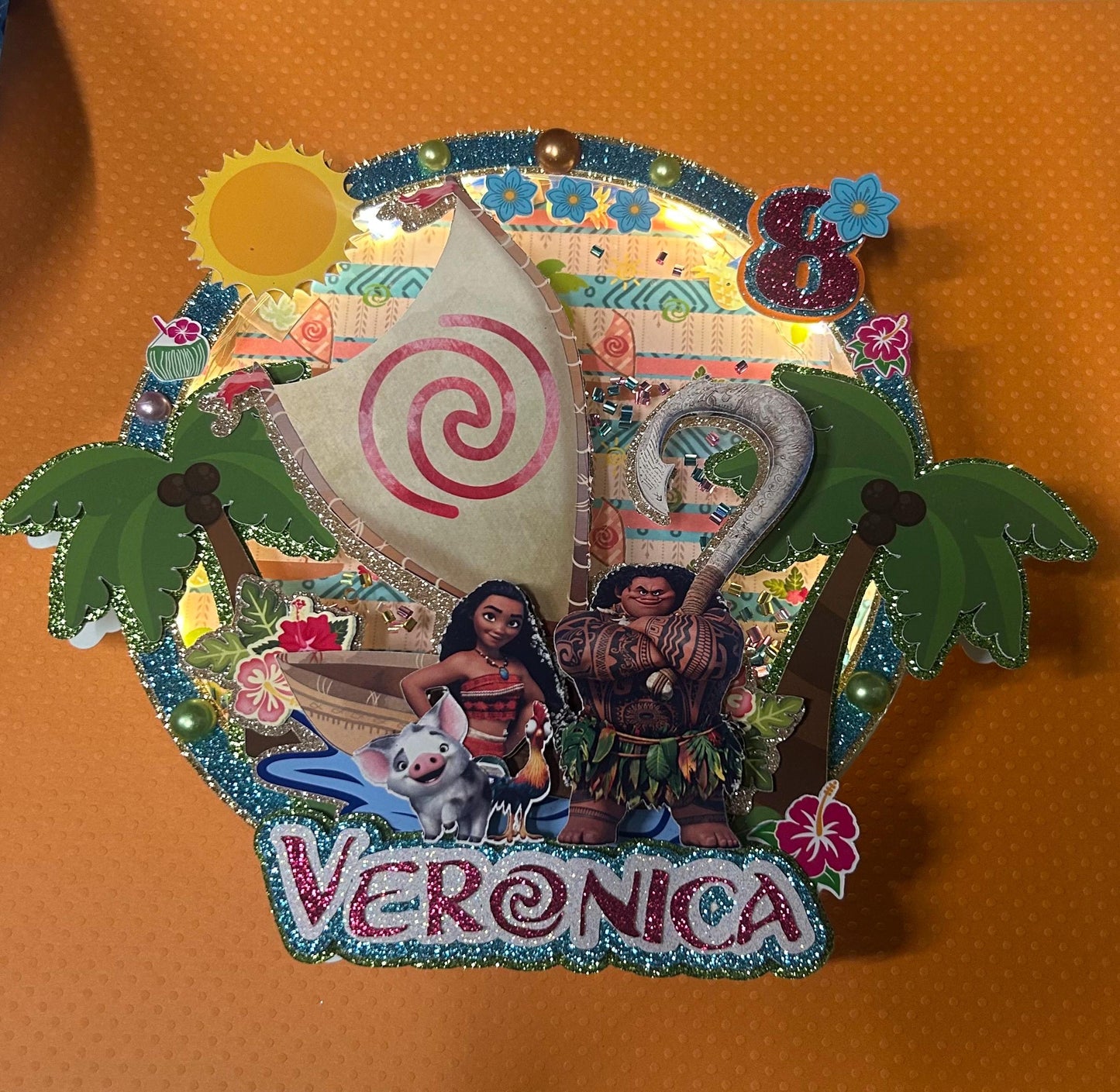 Girl Aloha Birthday Party Cake Topper