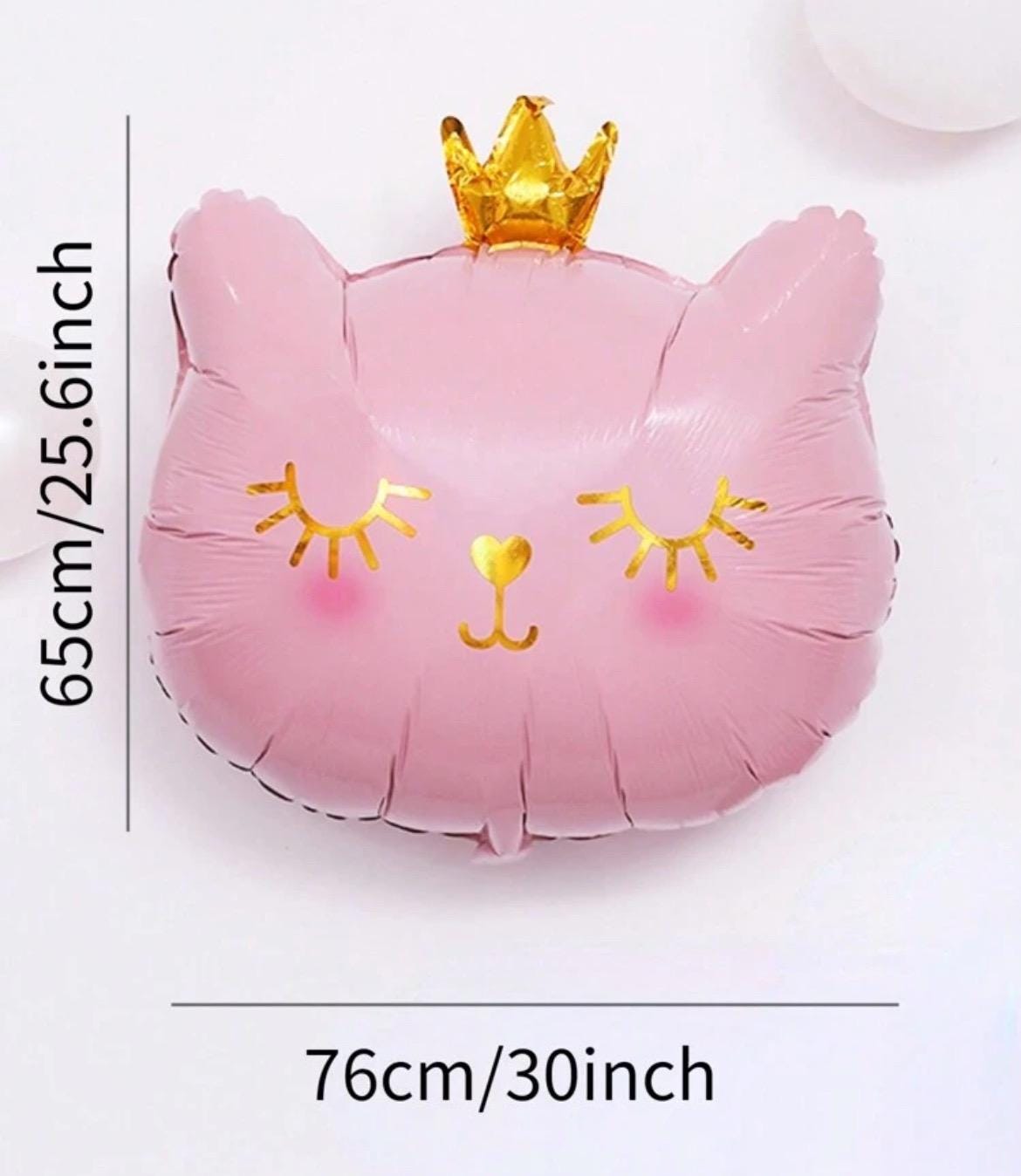 Princess Cat Balloon – 30” Pink Foil Balloon with Gold Crown