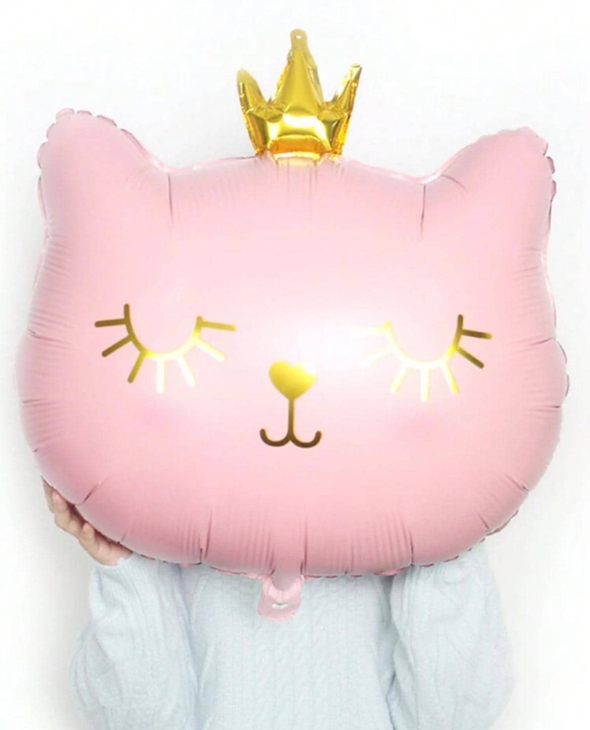 Princess Cat Balloon – 30” Pink Foil Balloon with Gold Crown