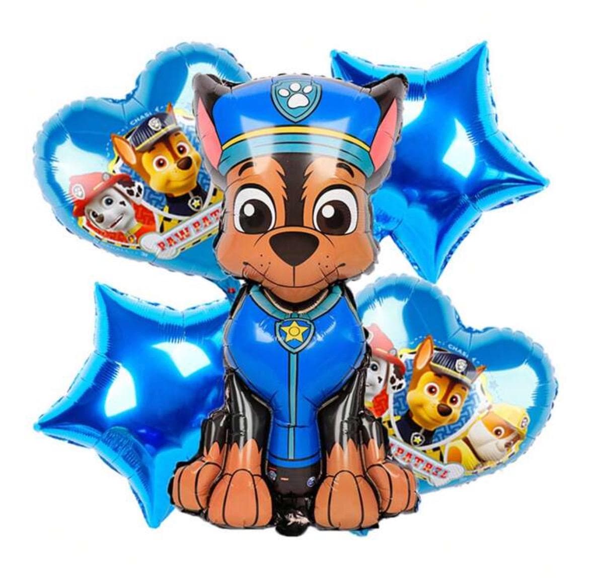 Cop Paw Pup Balloon Set – 5-Piece Red Balloon Bundle | Puppy Party Decor