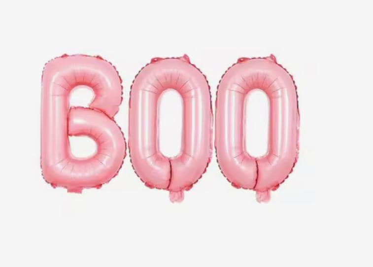 Pink Spooky Halloween Party Decoration Set: BOO Balloons, Ghost & Witch