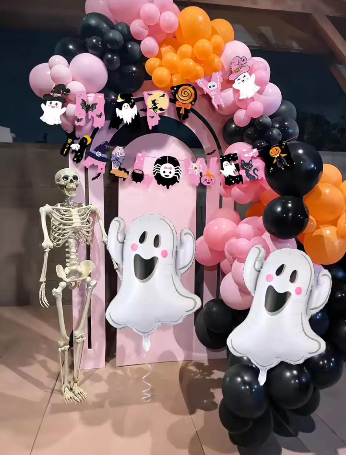 Pink Halloween Ghost Boo Decoration 3 pcs Set