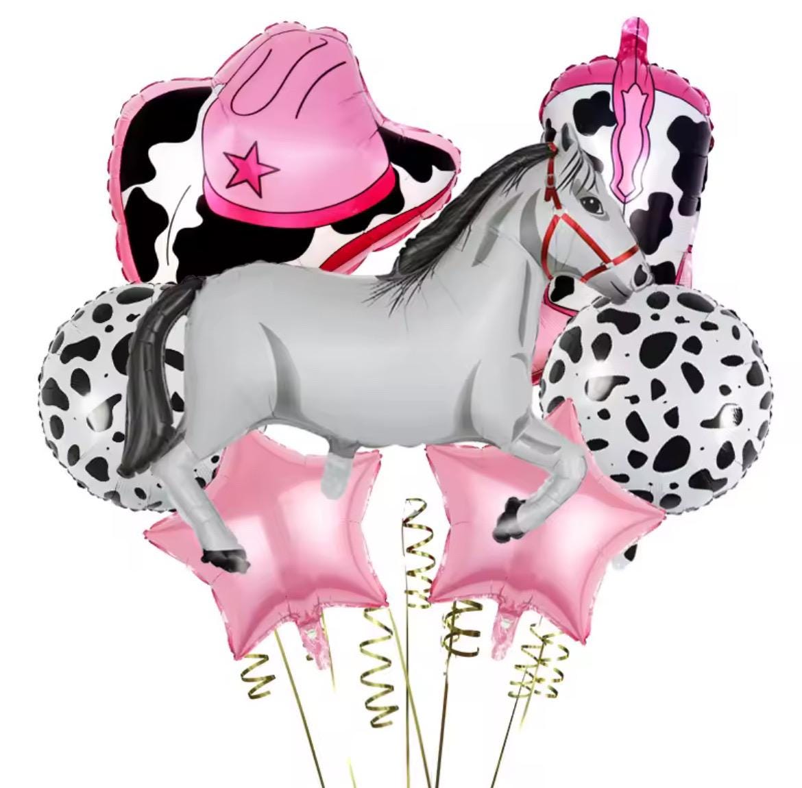Pink Cowgirl Balloon Bouquet – Western Horse Party Decorations