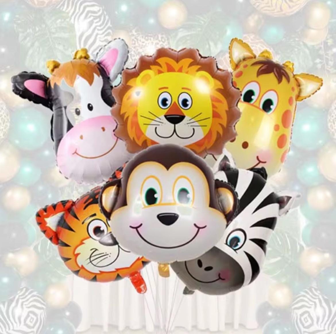 Jungle Animal Foil Balloons | Safari Baby Shower Balloons | Wild One Birthday Party Decor