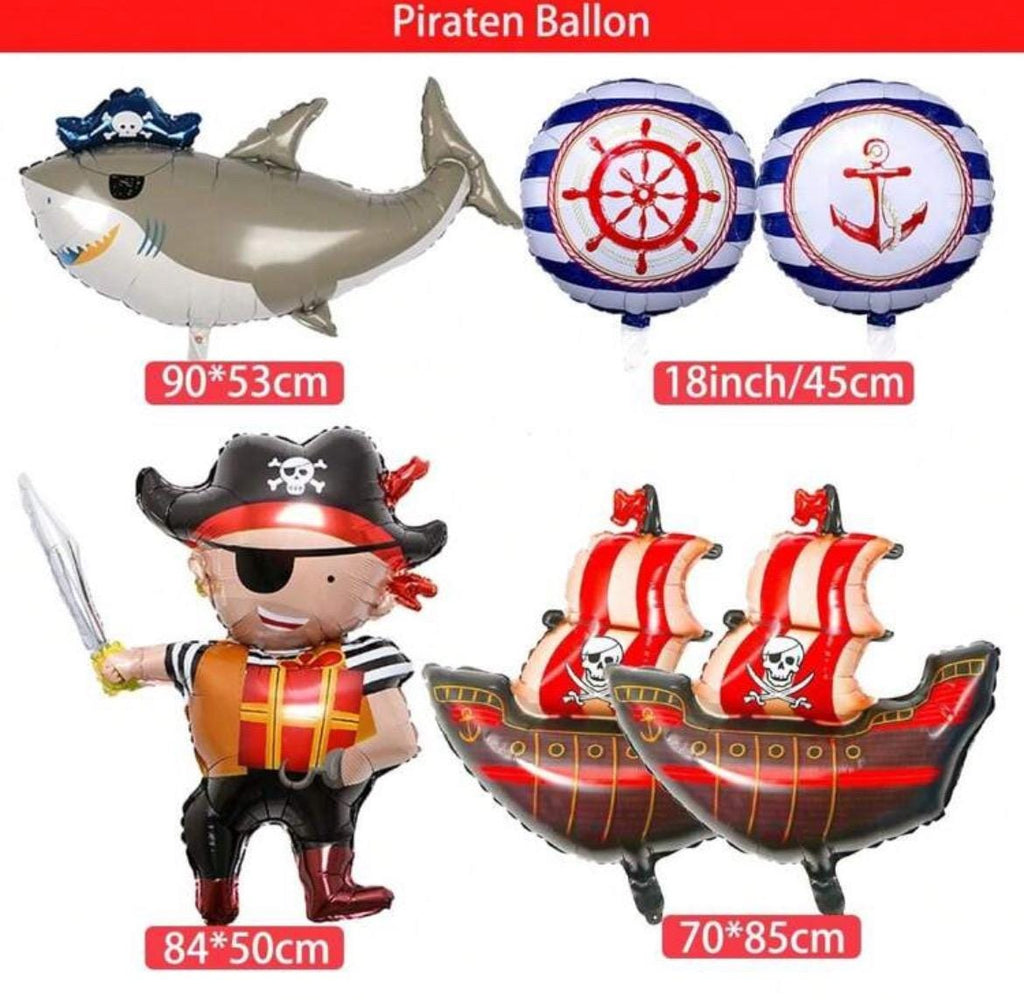Pirate Party Balloons Set – Pirate Ship, Shark, Captain, and Nautical Foil Balloons