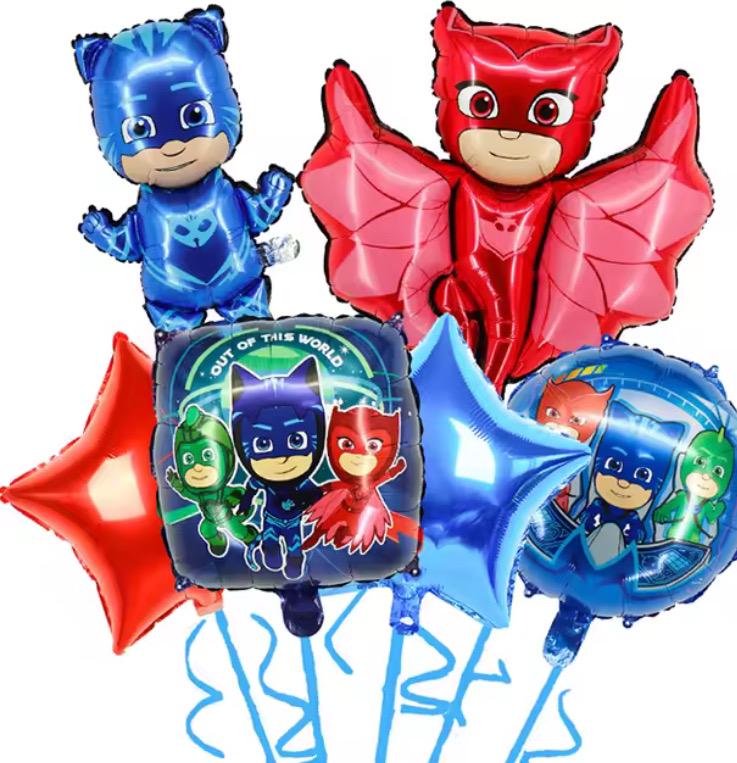 PJ Hero Kids Foil Balloons – 6 Pcs Party Decoration Set