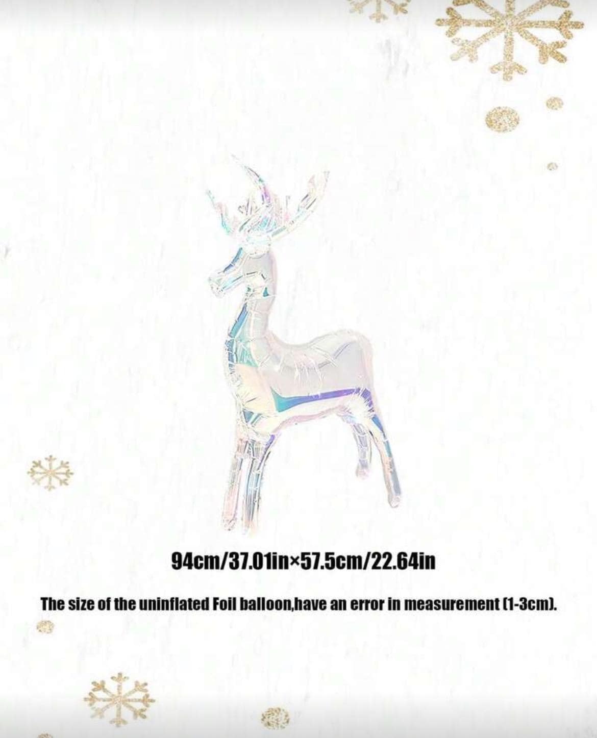Iridescent Reindeer Foil Balloon Decoration – Christmas Winter Wonderland Party Decor