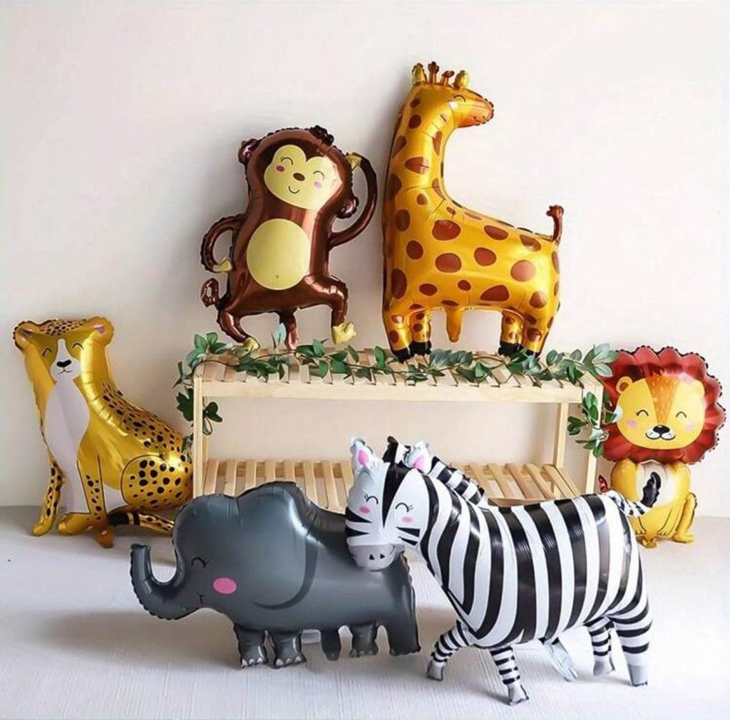 Safari Animal Balloons Set – 6pcs Jungle Foil Balloons | Zoo Party Decorations