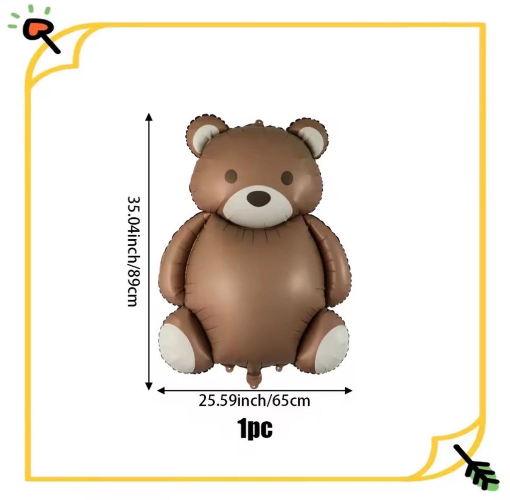 Large Teddy Bear Foil Balloon 35 Inch Neutral Brown Baby Shower Decor Woodland Nursery Party