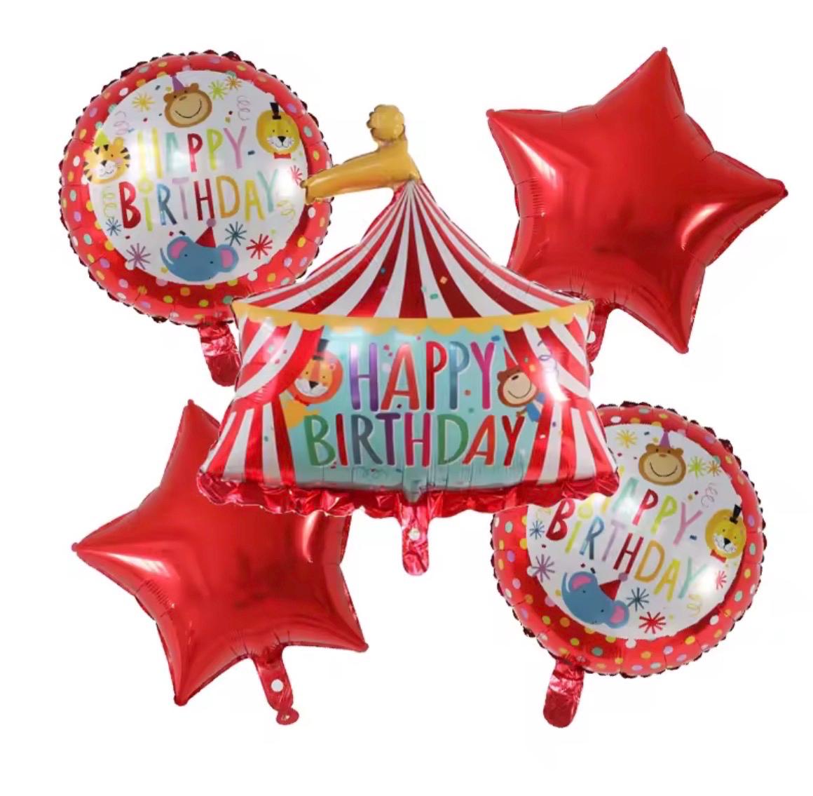 Circus Birthday Balloon Set | Happy Birthday Foil Balloons | Carnival Theme Party Decor | Kids Birthday Decorations