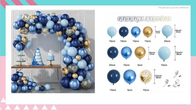 Blue & Gold Balloon Arch Kit | Birthday, Baby Shower Garland
