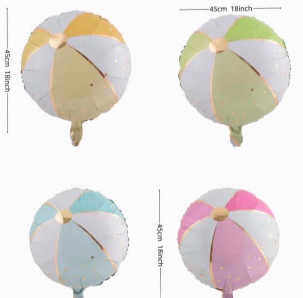 Pastel Beach Ball Balloons | Summer Pool Party Decorations, Set of 4