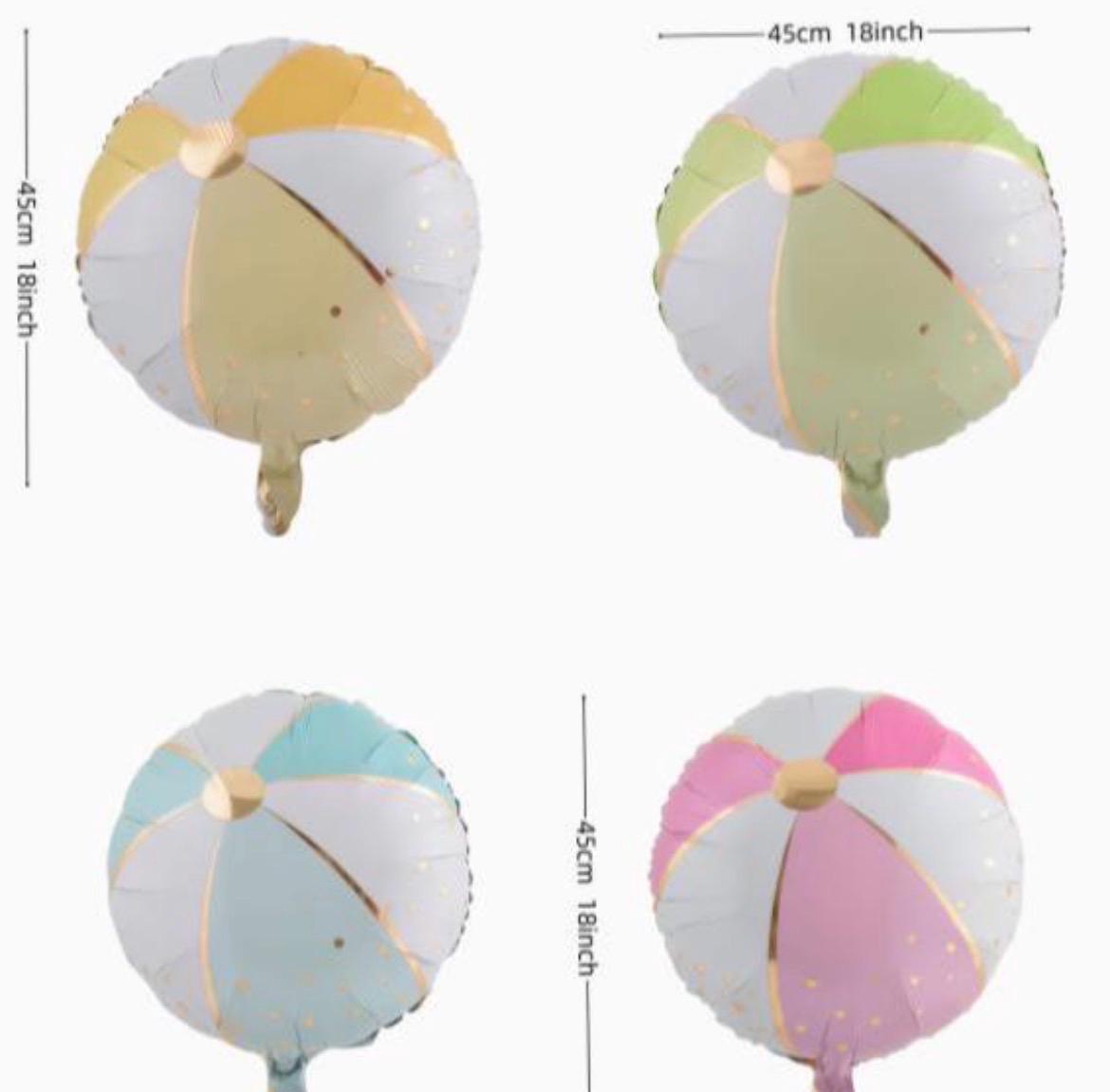 Pastel Beach Ball Balloons | Summer Pool Party Decorations, Set of 4