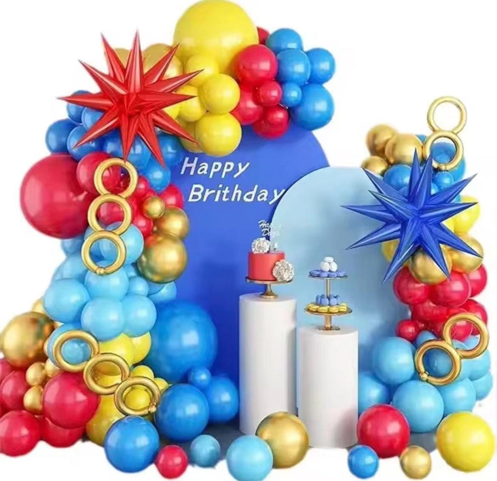 Speed Hedgehog Balloon Garland Kit | Red Blue Yellow Balloon Arch | Gamer Birthday Balloon Set | DIY Party Decor | Kids Birthday Backdrop