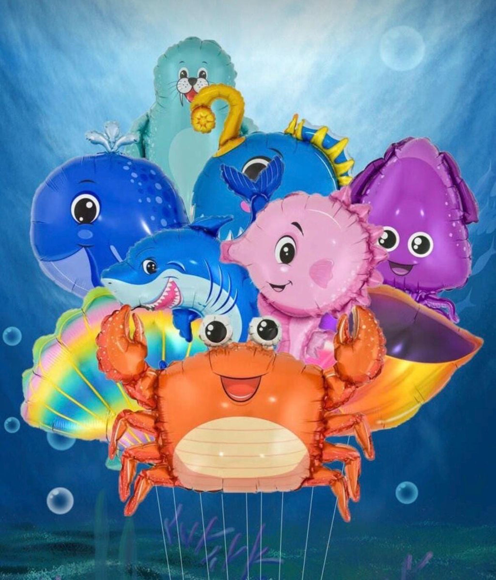 Under the Sea Balloon Set, Ocean Theme Party Balloons, Sea Animals Birthday Decor, Mermaid Party Decorations