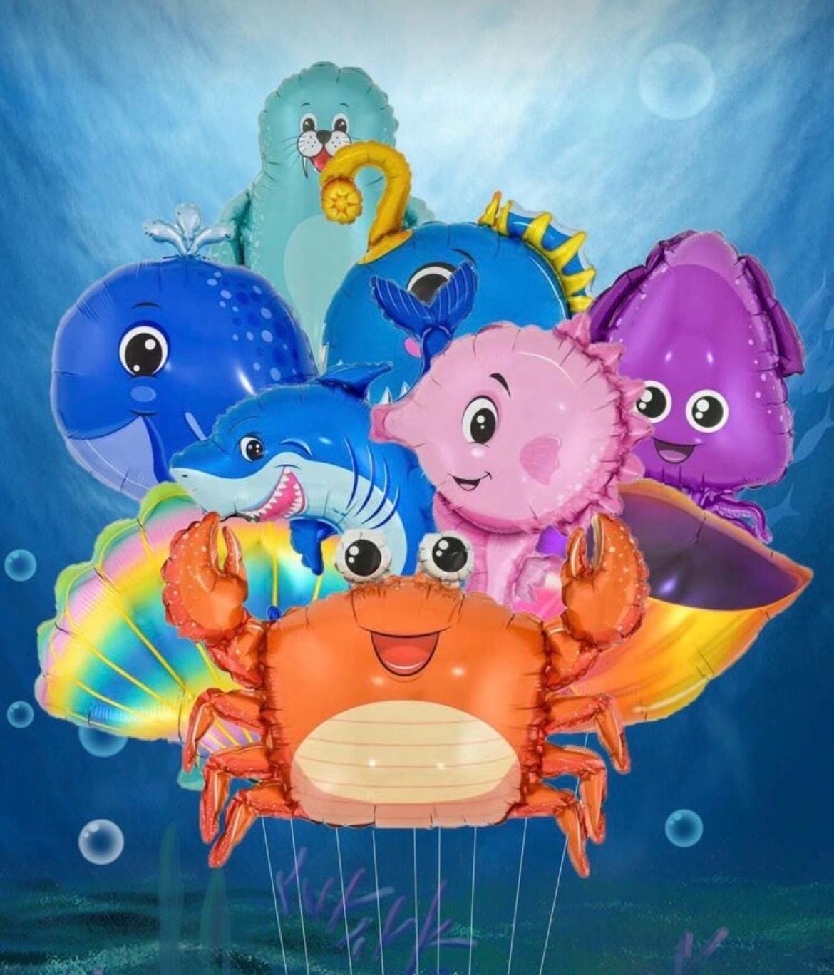 Under the Sea Balloon Set, Ocean Theme Party Balloons, Sea Animals Birthday Decor, Mermaid Party Decorations