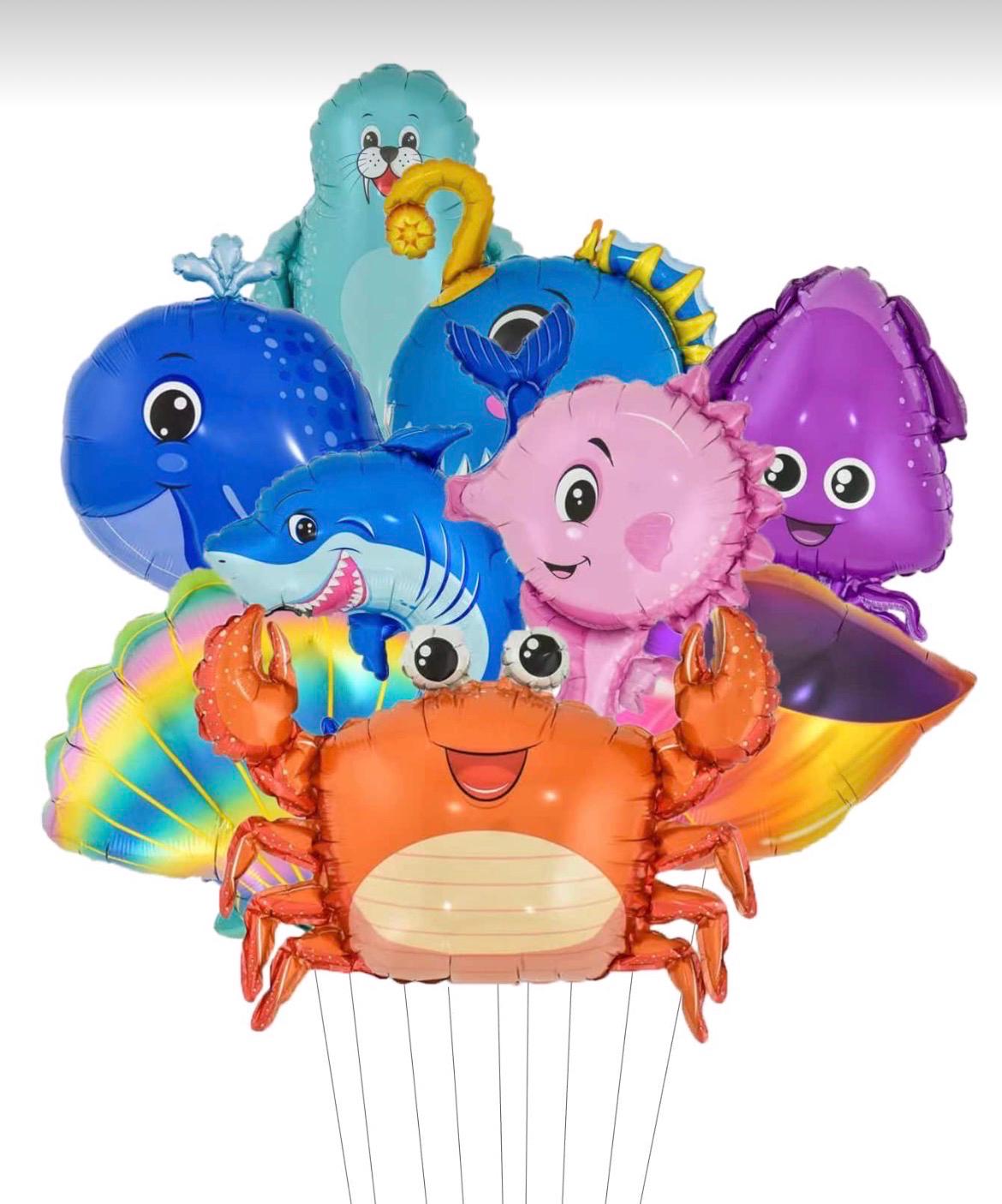 Under the Sea Balloon Set, Ocean Theme Party Balloons, Sea Animals Birthday Decor, Mermaid Party Decorations
