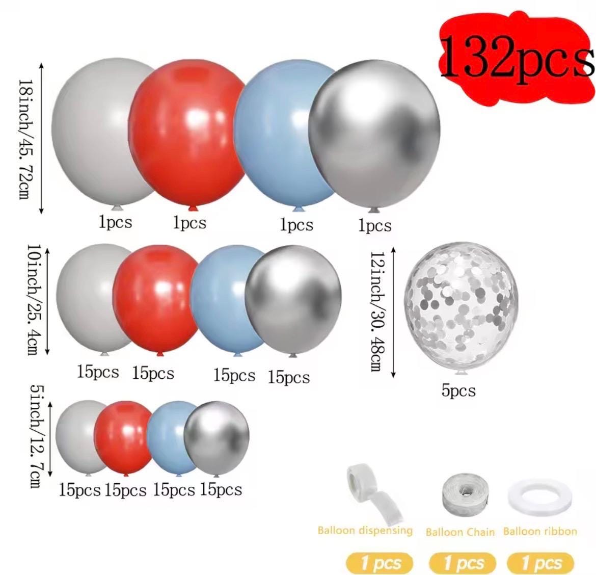 Red DustyBlue Silver Balloon Garland Kit, Superhero Balloon Arch, Boy Birthday Balloon Decor Party Decorations, DIY Balloon Arch