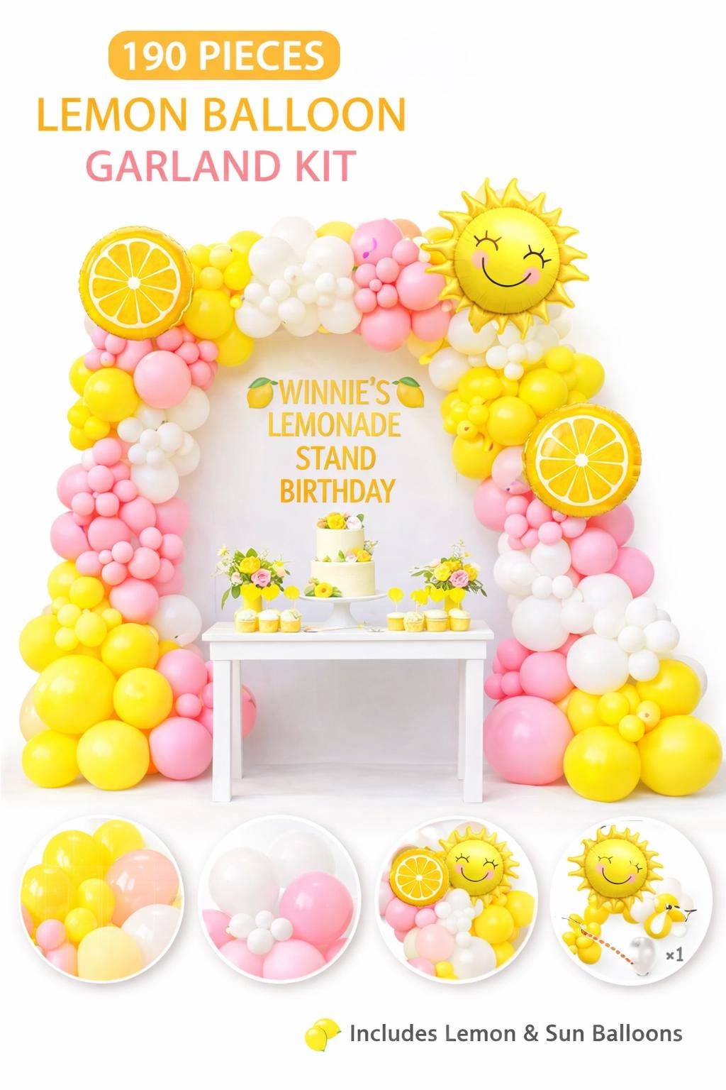 Lemon Balloon Garland Kit, Sunshine Birthday Decor, Summer Party Setup, Girl Baby Shower, Citrus Theme Celebration