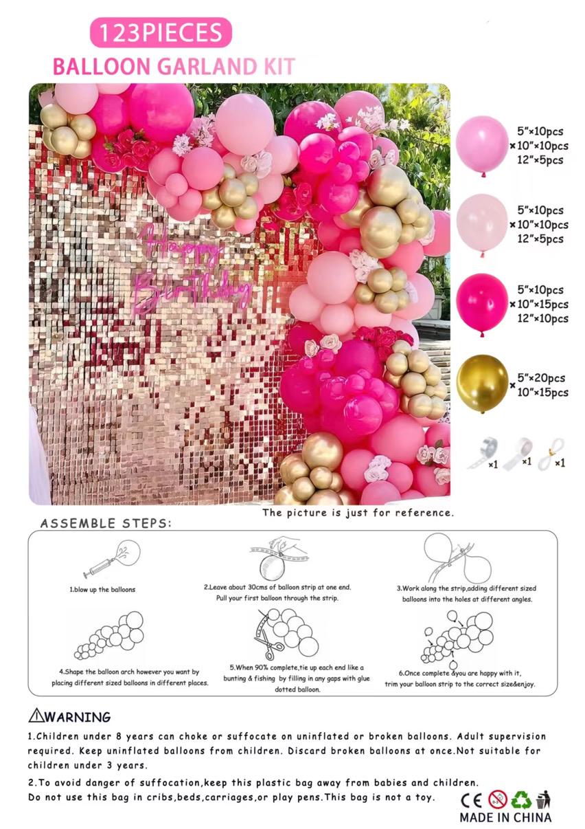Pink Gold Balloon Garland Kit, Birthday Party Decor, Girl Baby Shower Setup, Elegant Celebration Backdrop, Blush Arch