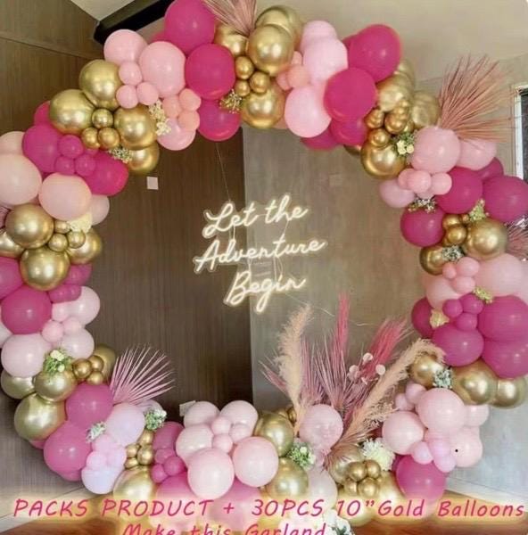 Pink Gold Balloon Garland Kit – 163 pcs | Elegant Party Decor