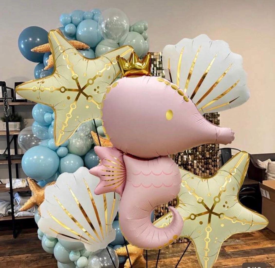 Mermaid Balloon Kit, Seahorse Party Decor, Under the Sea Birthday Set, Ocean Theme Decorations, Baby Shower Girl Setup, Pastel Balloon Bundl