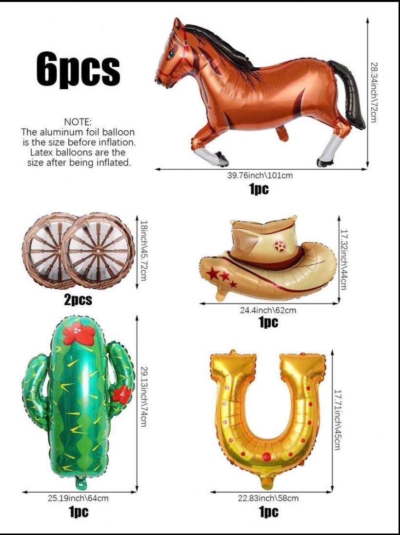 Cowboy Balloon Set Western Party Decor Horse Balloon Cactus Balloon Rodeo Birthday Decorations Western Theme Party Supplies