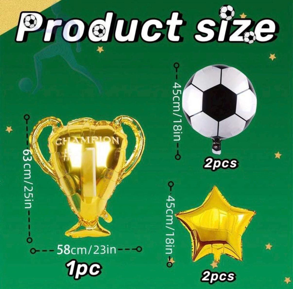 Soccer Balloon Set Champion Trophy Football Party Decorations Gold Star Balloons Sports Birthday Celebration Kit