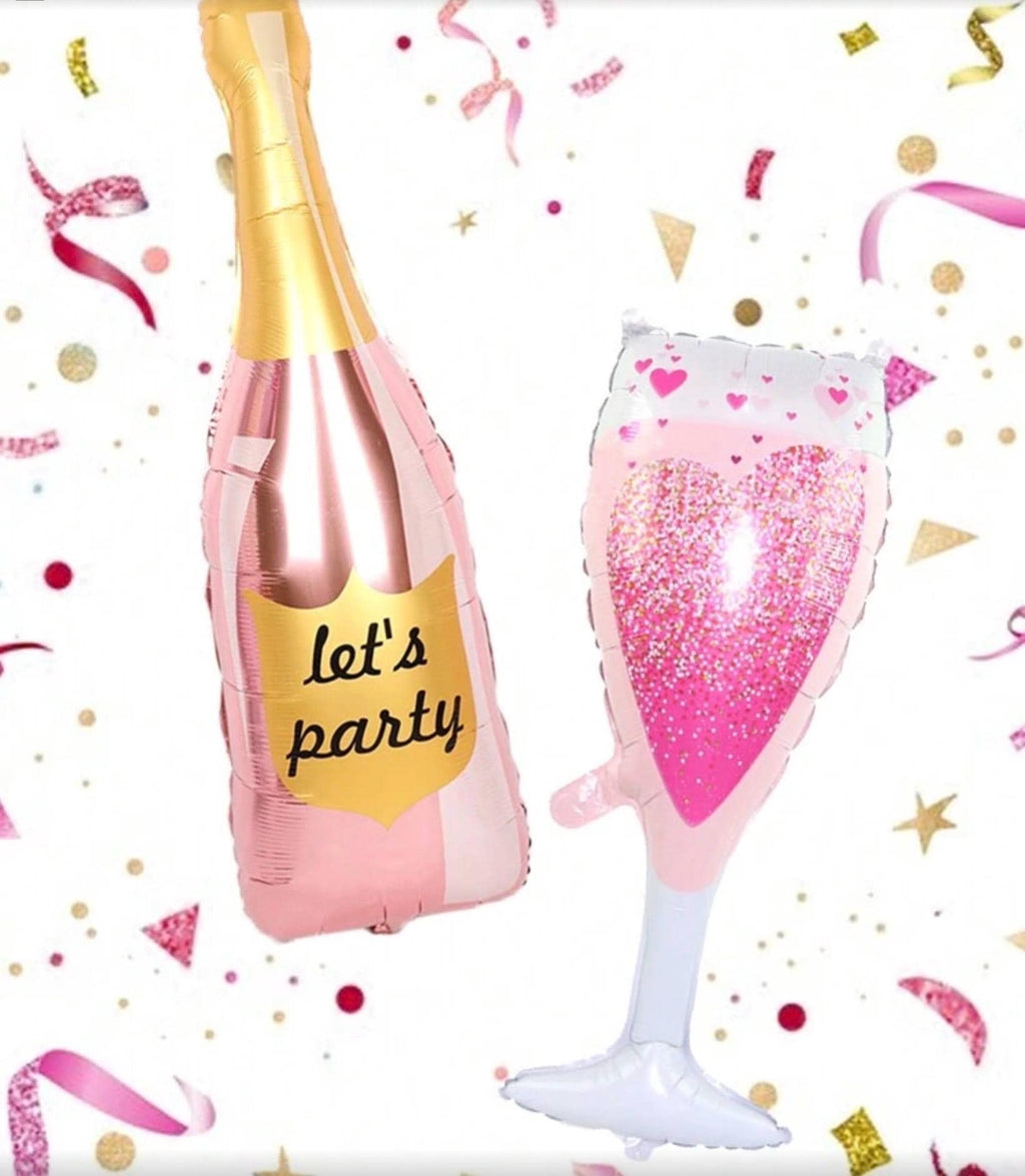 Rose Gold Champagne Balloon Set Pink Wine Glass Party Decorations Bachelorette Bridal Shower Birthday Celebration Decor