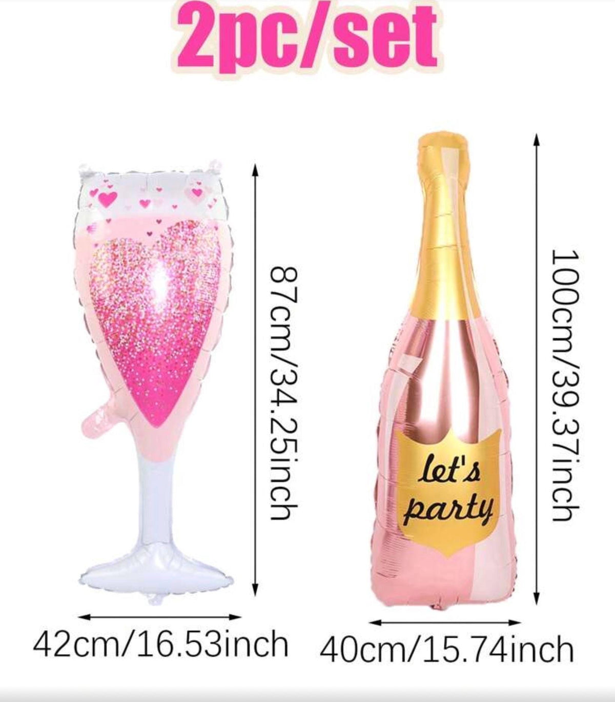 Rose Gold Champagne Balloon Set Pink Wine Glass Party Decorations Bachelorette Bridal Shower Birthday Celebration Decor