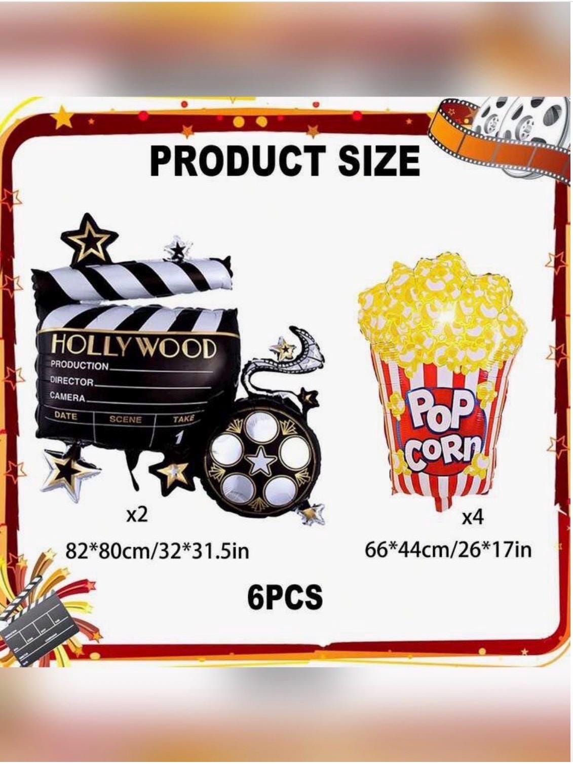 Hollywood Balloon Garland Kit, Movie Night Party Decor, Cinema Theme Birthday Setup, Popcorn Balloons, Film Party Decorations