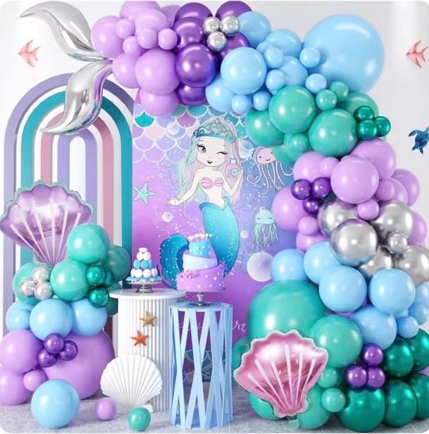 Under the Sea Balloon Garland Kit Mermaid Party Decor Ocean Theme Birthday Arch DIY Purple Teal Baby Shower Backdrop